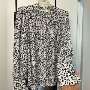 Loft Leopard Buttondown Blouse